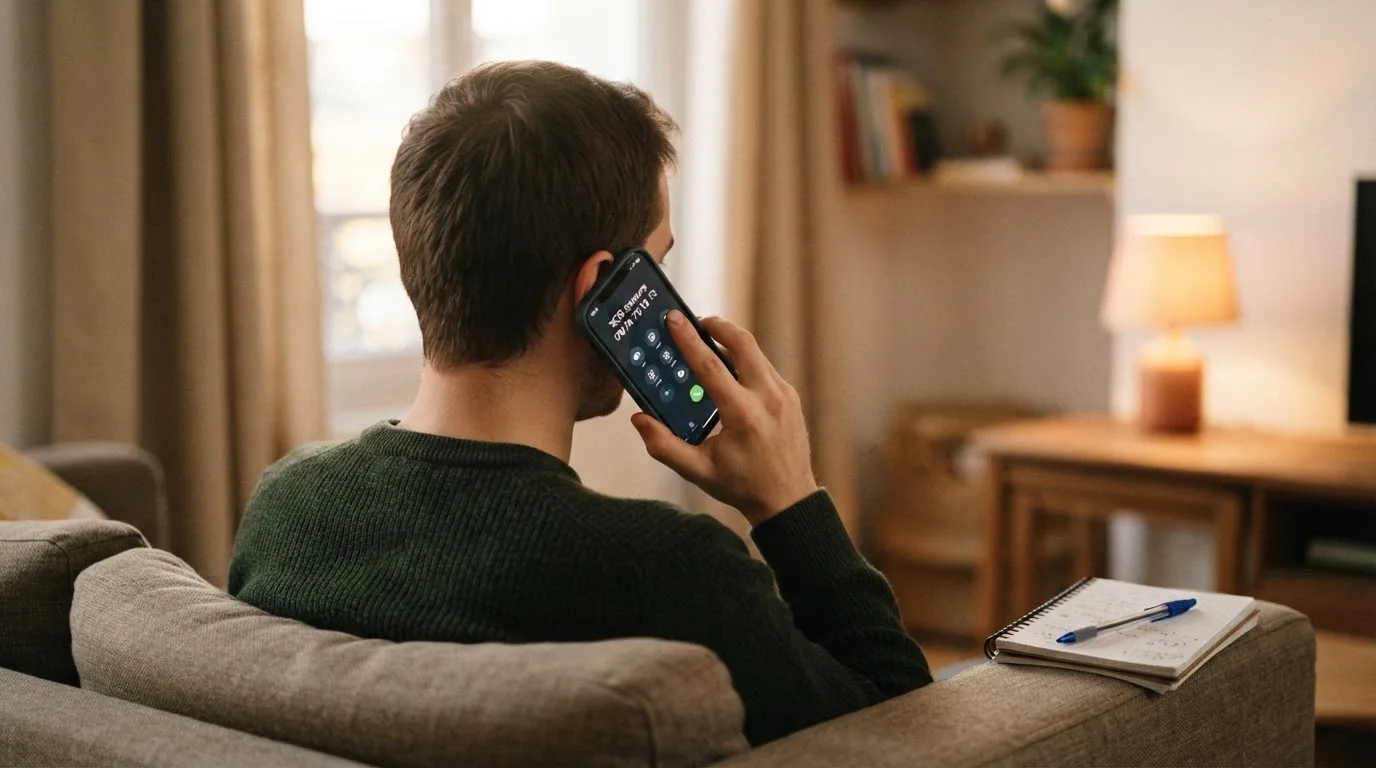 Une personne compose sur son smartphone le numéro d'un service d'aide et d'écoute pour joueurs en difficulté.