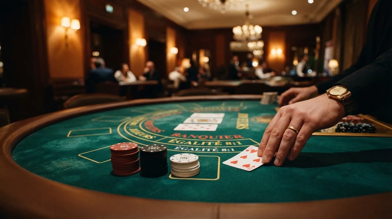 Table de baccara et jeux de cartes dans une salle de casino
