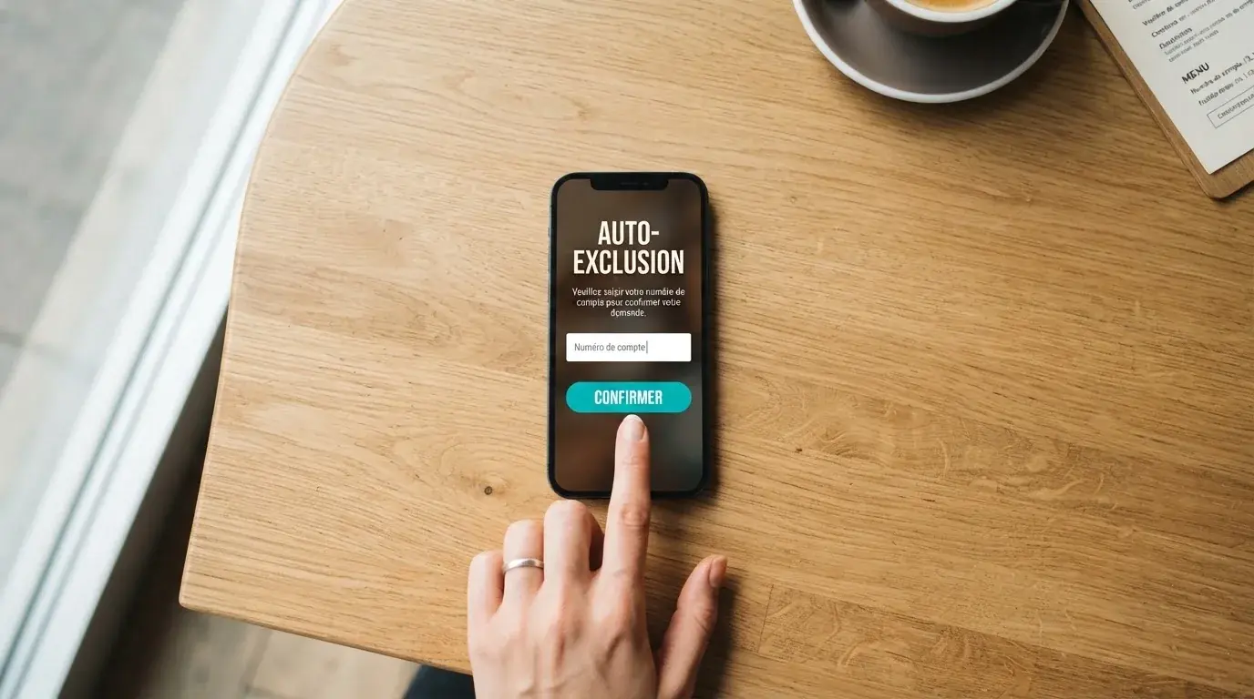 Formulaire de demande d'interdiction volontaire de jeux ouvert sur un smartphone